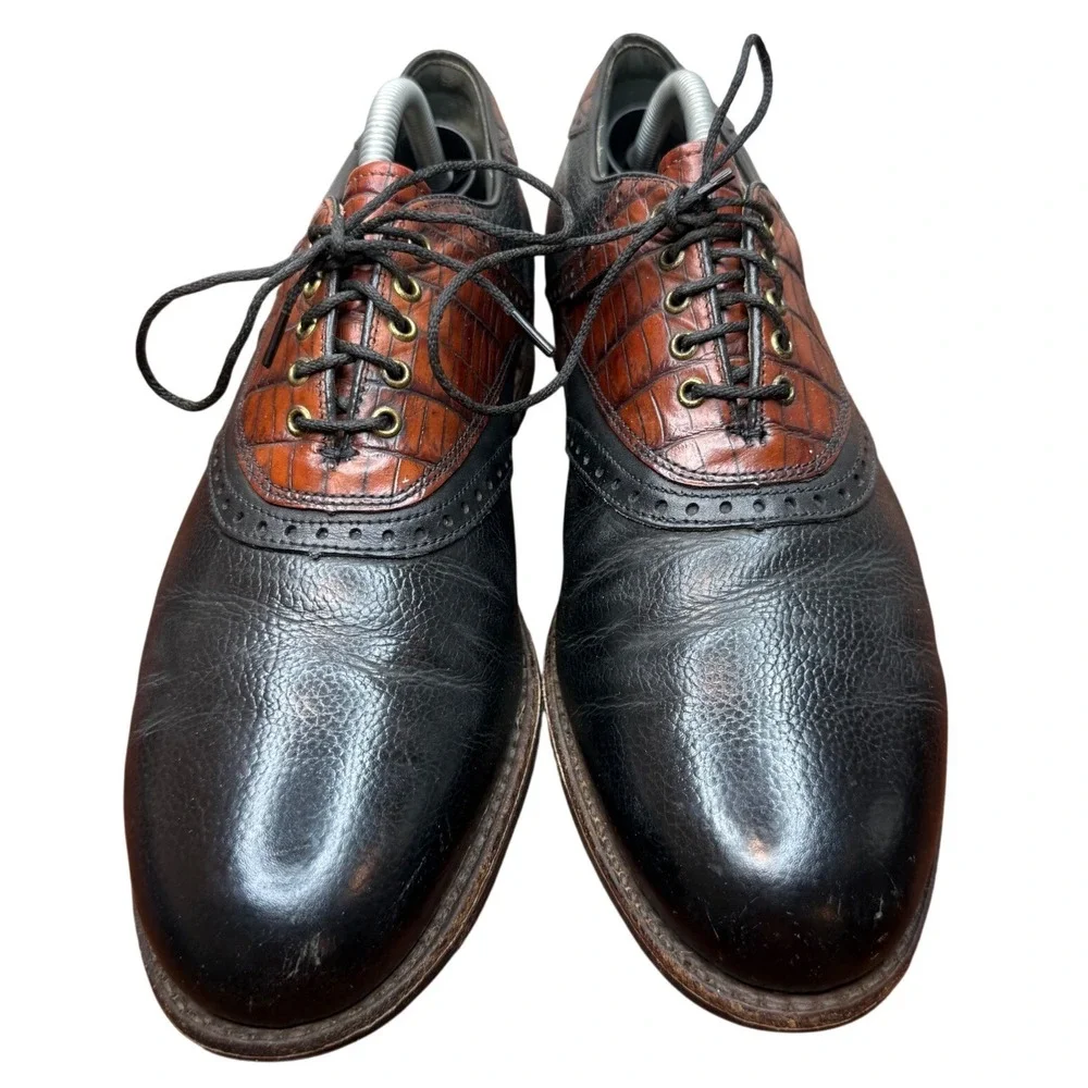 FootJoy Premiere Classics Dry 9.5 D Golf Shoes Wingtip Black Brown 50487 USA